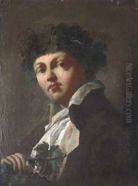 Portrait of a young man as Bacchus Oil Painting by Domenico Maggiotto