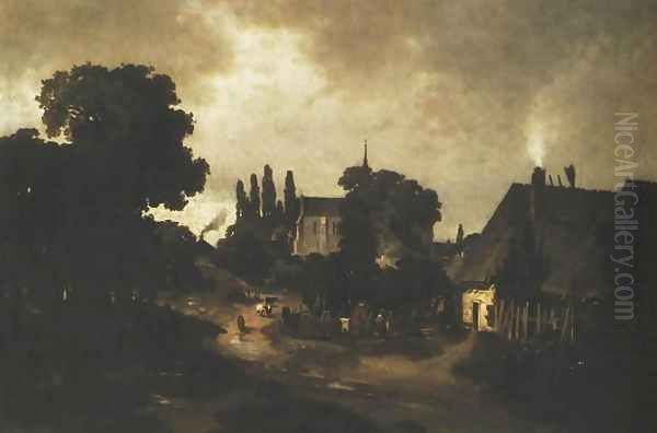 Village near Kielce Oil Painting by Wladyslaw Aleksander Malecki