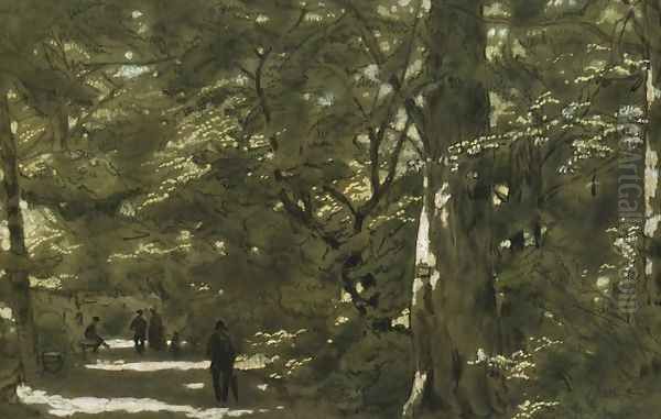 Park Alley Oil Painting by Wladyslaw Aleksander Malecki