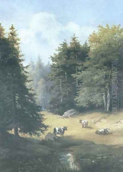 Forest Meadow Oil Painting by Wladyslaw Aleksander Malecki