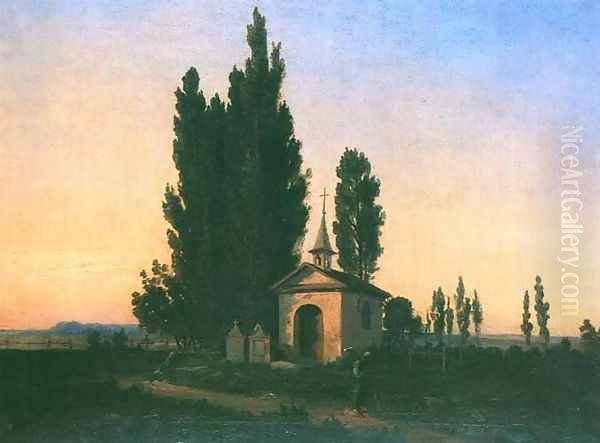 Landscape with a Chapel Oil Painting by Wladyslaw Aleksander Malecki