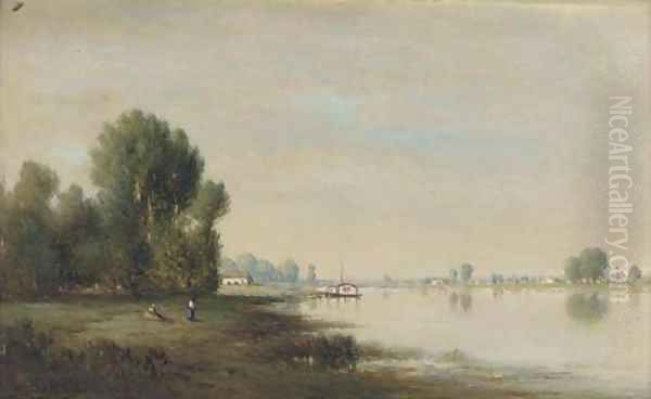 By the river Oil Painting by Gilbert Davis Munger