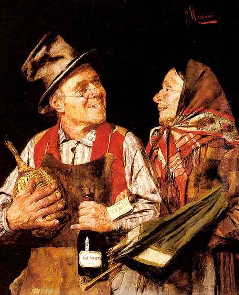 The Wine Merchant Oil Painting by Pompeo Massani