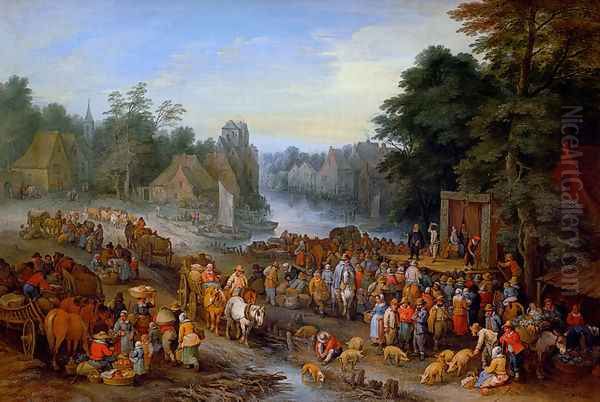 The Village Fair Oil Painting by Theobald Michau