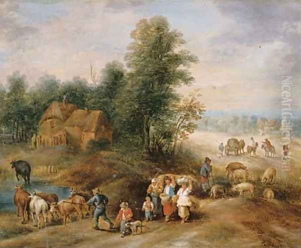 Peasants returning from the harvest Oil Painting by Theobald Michau