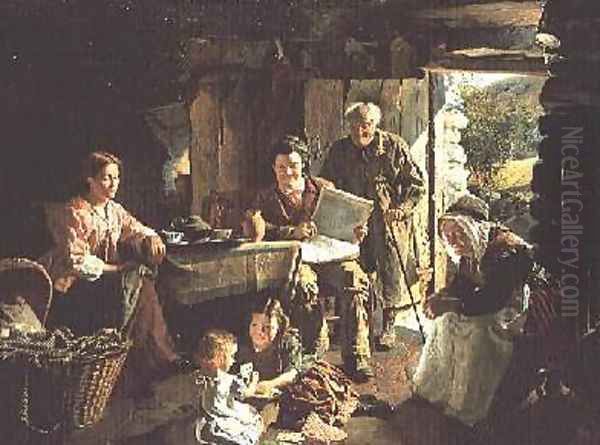 Cottage Interior Oil Painting by William Henry Midwood