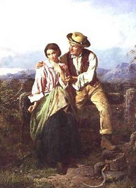 Rustic Courtship Oil Painting by William Henry Midwood