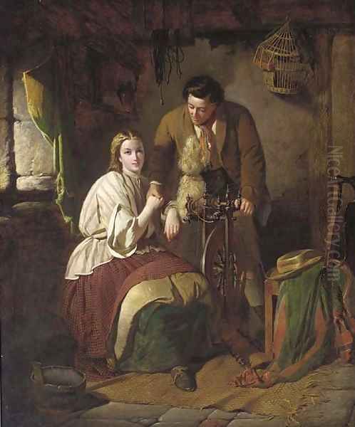 A cottage courtship Oil Painting by William Henry Midwood