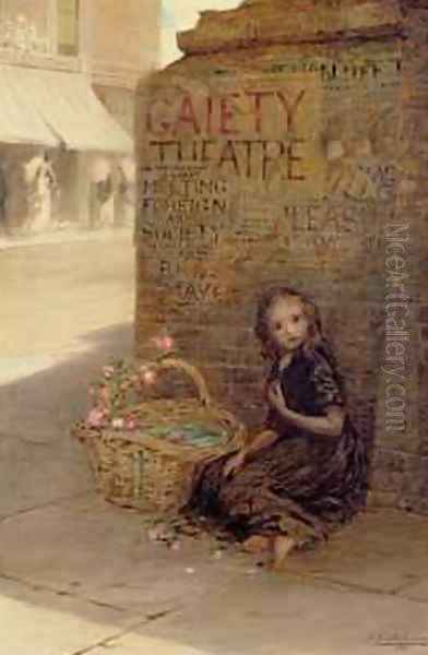 The Flower Girl 1872 3 Oil Painting by Augustus Edward Mulready