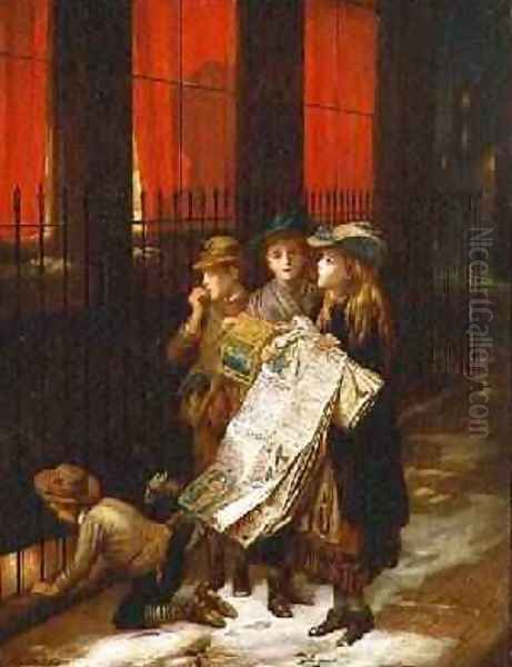 Carol Singers 1889 Oil Painting by Augustus Edward Mulready