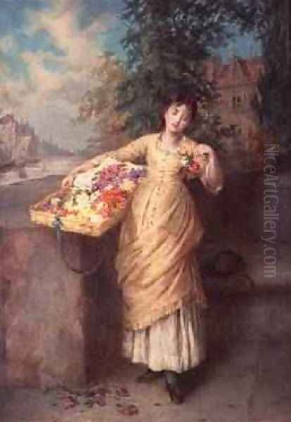 The Flower Seller 1882 Oil Painting by Augustus Edward Mulready