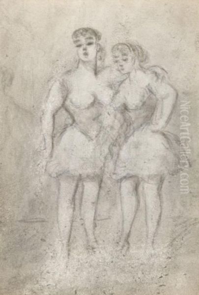 Deux Lorettes Oil Painting by Constantin Guys