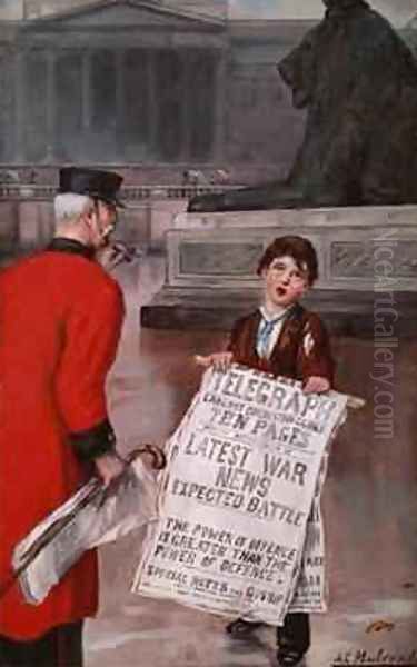 War News 1900 Oil Painting by Augustus Edward Mulready