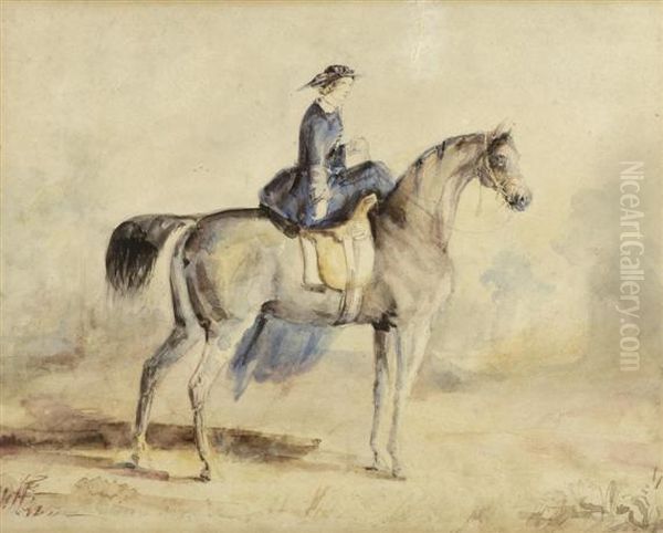 Ladyon Horseback Oil Painting by Constantin Guys