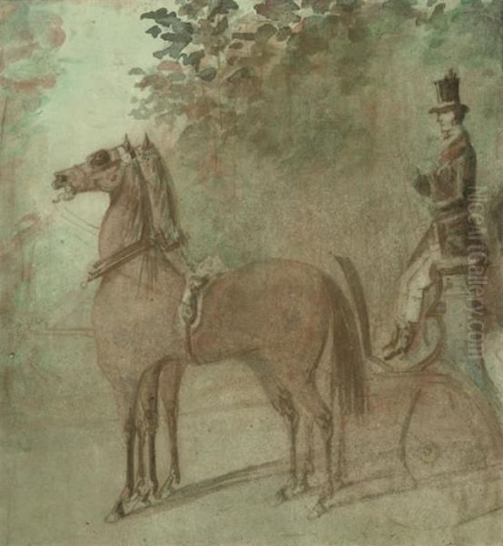 A Coachman And Two Horses Oil Painting by Constantin Guys