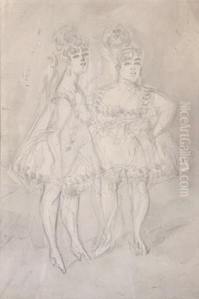 A Study Of Two Dancers Oil Painting by Constantin Guys