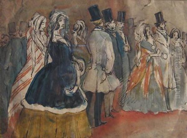 Elegants Et Elegantes Oil Painting by Constantin Guys