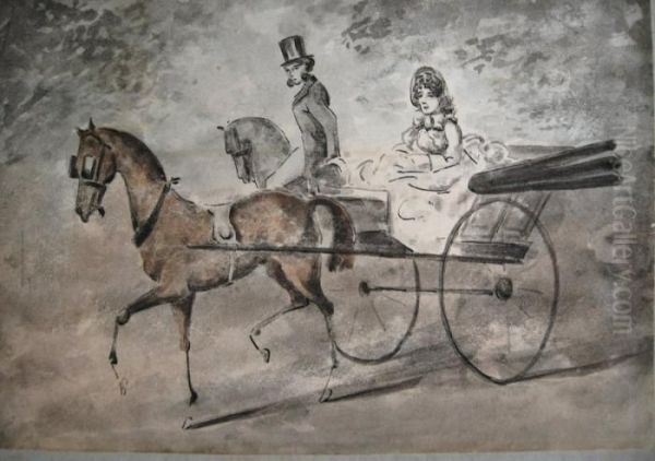 Woman In Carriage Oil Painting by Constantin Guys