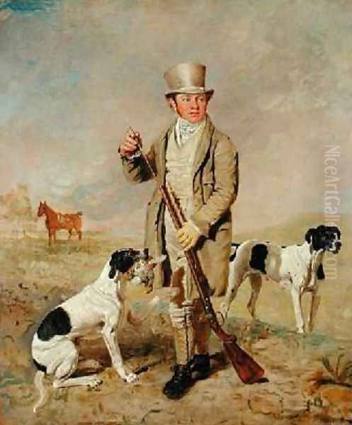 Richard Prince with Damon the late Colonel Mellishs Pointer Oil Painting by Benjamin Marshall