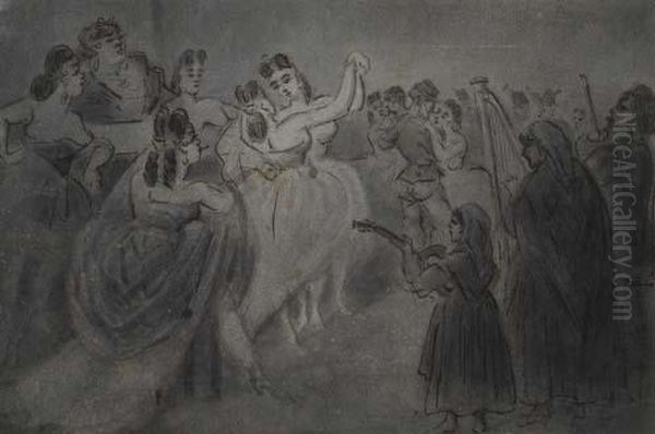 Dancers At A Military Ball Oil Painting by Constantin Guys