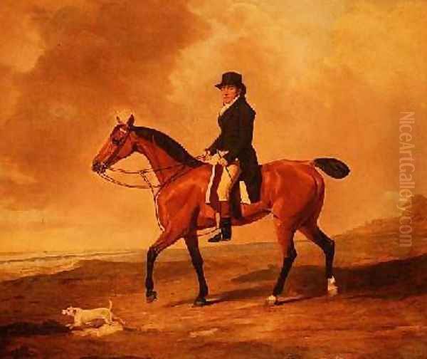 Francis Const on a bay hunter Oil Painting by Benjamin Marshall