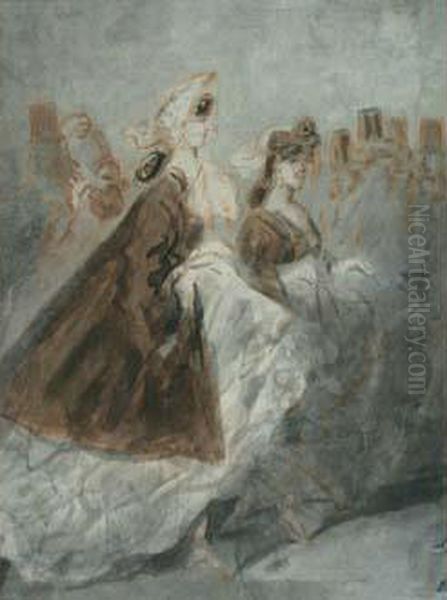 Deux Elegantes Oil Painting by Constantin Guys