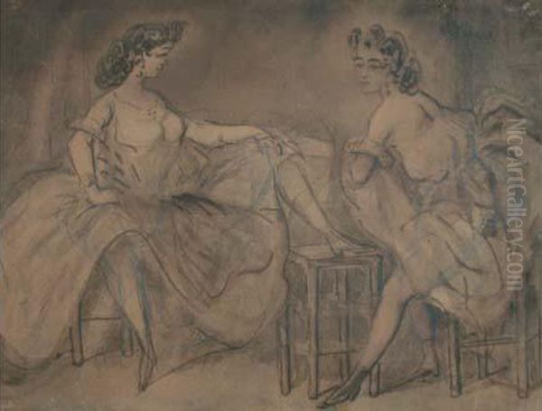 Deux Femmes Au Salon Oil Painting by Constantin Guys