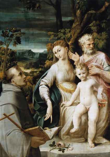 The Holy Family c. 1530 Oil Painting by Girolamo Mazzola Bedoli