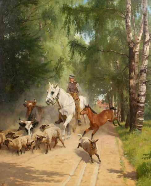 Scene from Aalholm (Parti fra Aalholm) Oil Painting by Adolf Henrik Mackeprang