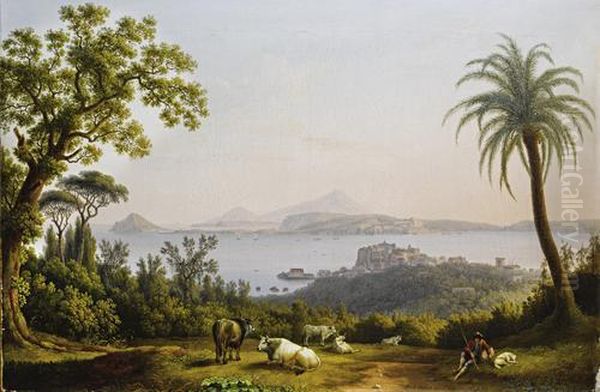 A View Of The Bay Of Pozzuoli Oil Painting by Jacob Philipp Hackert