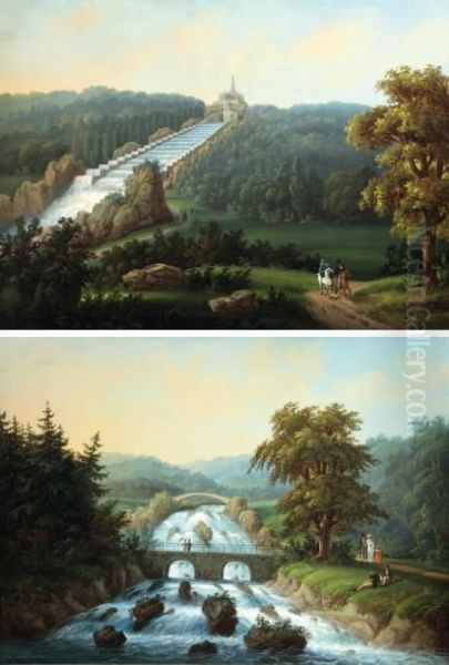 La Cascade Et Le Monument D'hercule Akassel Oil Painting by Jacob Philipp Hackert