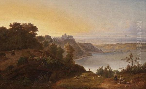 Lake Nemi Oil Painting by Jacob Philipp Hackert