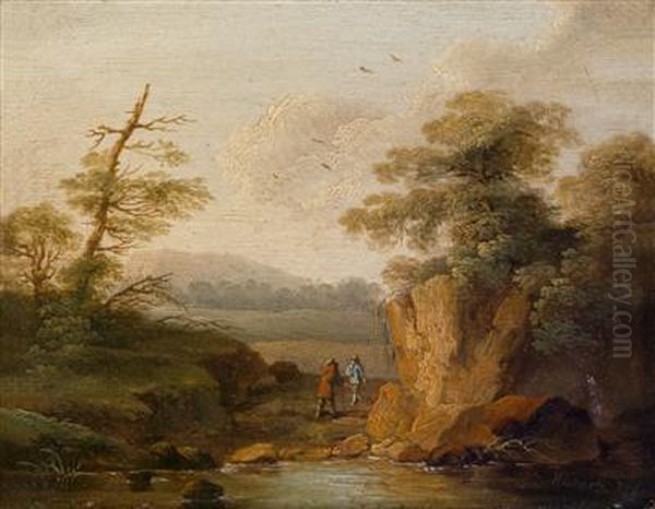 Sudliche Landschaft Mit Zwei Wanderern Oil Painting by Jacob Philipp Hackert