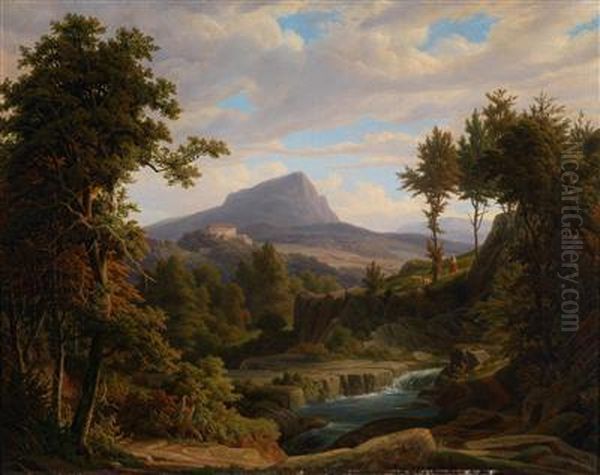 Sudliche Landschaft Mit Wasserfall Oil Painting by Jacob Philipp Hackert