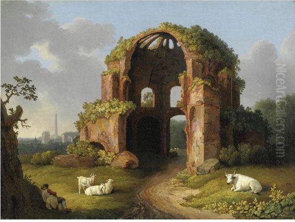 Veduta Del Tempio Di Minerva Medica Oil Painting by Jacob Philipp Hackert