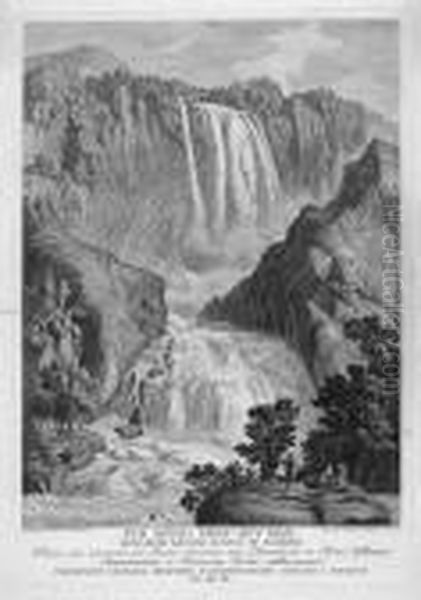 Die Wasserfalle Der Cascata Delle Marmore Oil Painting by Jacob Philipp Hackert