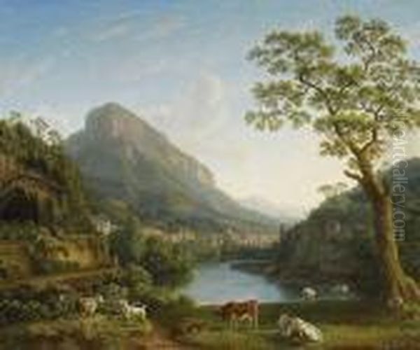 Blick Auf Mulina Im Tal Von La Cava Oil Painting by Jacob Philipp Hackert