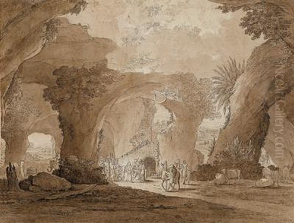 Die Anbetung Der Konige In Der Grotte Von Bethlehem Oil Painting by Jacob Philipp Hackert