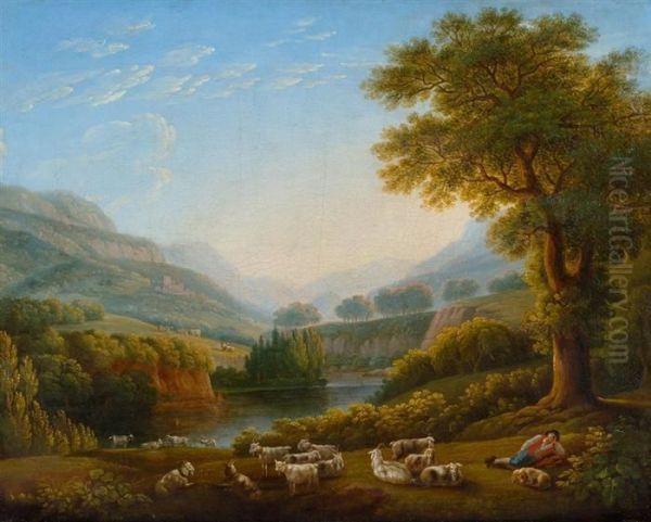 View Of Basorano In Valley Of Roveto Ii. Oil Painting by Jacob Philipp Hackert