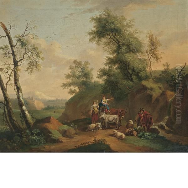 San Pietro Di Careggi 
Paesaggio Con Pastori E Arment Oil Painting by Jacob Philipp Hackert