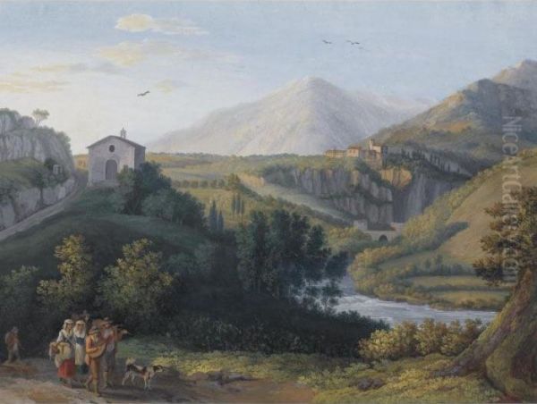 View Of The Convent Of San Cosimato, Italy Oil Painting by Jacob Philipp Hackert