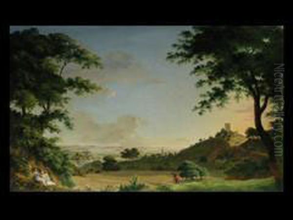 Flusslandschaft Mit Liebespaar Oil Painting by Jacob Philipp Hackert