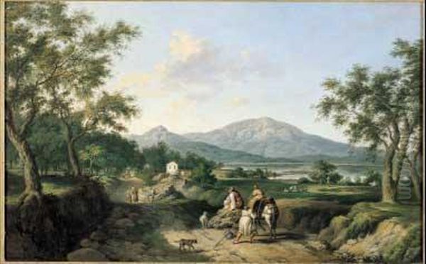 Paesaggio Italiano Con Viandanti Oil Painting by Jacob Philipp Hackert