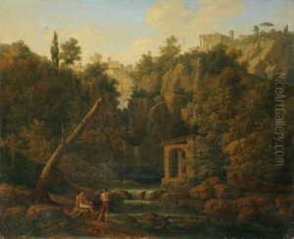 Umkreis Blick Auf Tivoli. Ol Auf Leinwand . H 50; B 61 Cm Oil Painting by Jacob Philipp Hackert