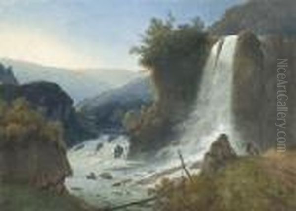 Tivoli - An Den Grosen Cascatelle. Oil Painting by Jacob Philipp Hackert