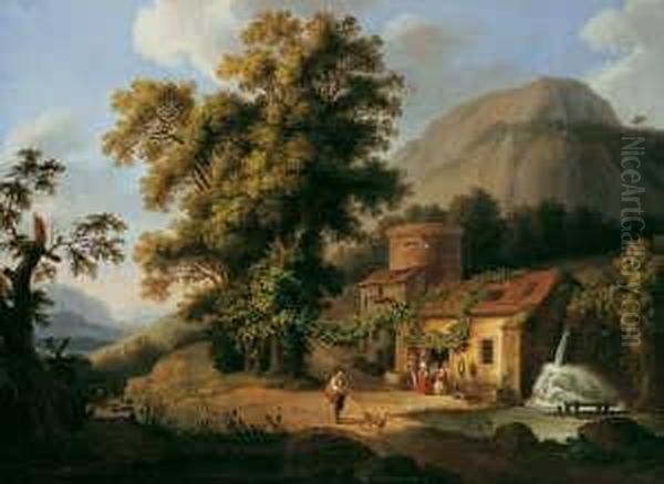 Die Kupfermuhle In Vietri. Oil Painting by Jacob Philipp Hackert