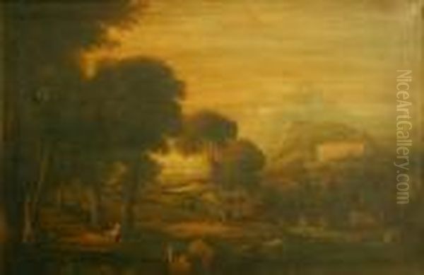 Italian Capriccio Oil Painting by Jacob Philipp Hackert