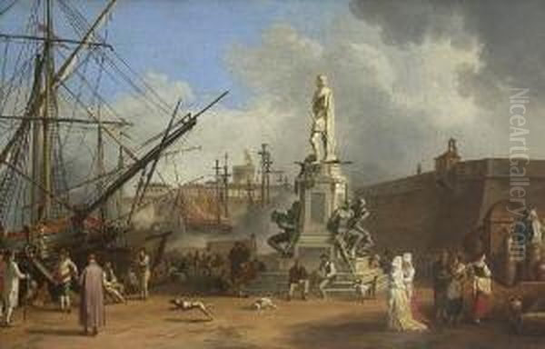 Der Hafen Von Livorno Iii
 : Oil Painting by Jacob Philipp Hackert