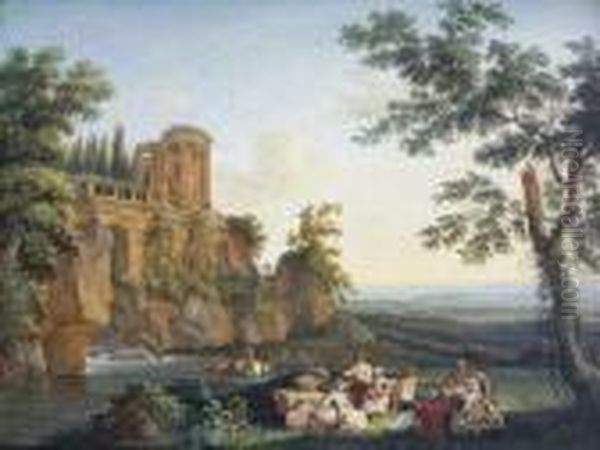 Le Temple De La Sibille A Tivoli Oil Painting by Jacob Philipp Hackert