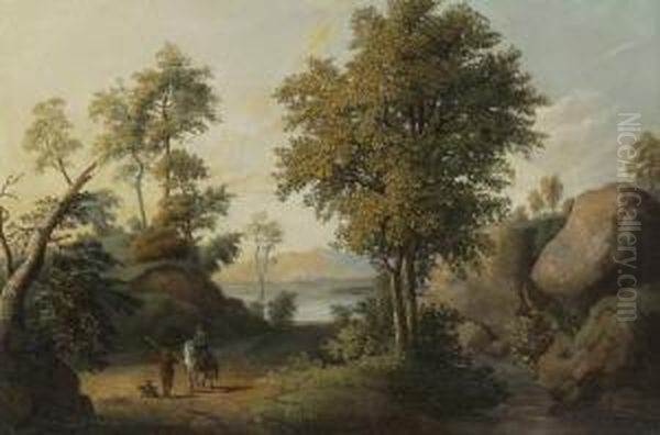 Felsige Waldlandschaft Mit Einem
 See. Oil Painting by Jacob Philipp Hackert